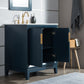 Elizabeth 30-Inch Single Sink Carrara White Marble Vanity In Monarch Blue set