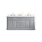 72" Palace Collection Quartz Carrara Bathroom Vanity Set in Satin Gold and Mirrors in Chrome