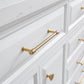 72" Palace Collection Quartz Carrara Bathroom Vanity Set in Satin Gold and Mirrors in Chrome