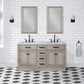 60 In. Double Sink Marble Countertop Vanity, Oak with Faucets and Mirrors, Chestnut  collection