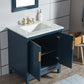 Elizabeth 30-Inch Single Sink Carrara White Marble Vanity In Monarch Blue set