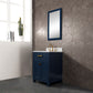 Madison 24-Inch Single Sink Carrara White Marble Vanity In Monarch Blue set