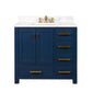 Madison 36-Inch Single Sink Carrara White Marble Vanity In Monarch Blue set