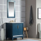 Elizabeth 30-Inch Single Sink Carrara White Marble Vanity In Monarch Blue set