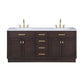 72 In. Double Sink Marble Countertop Vanity Oak with Faucets and Mirrors, Chestnut collection