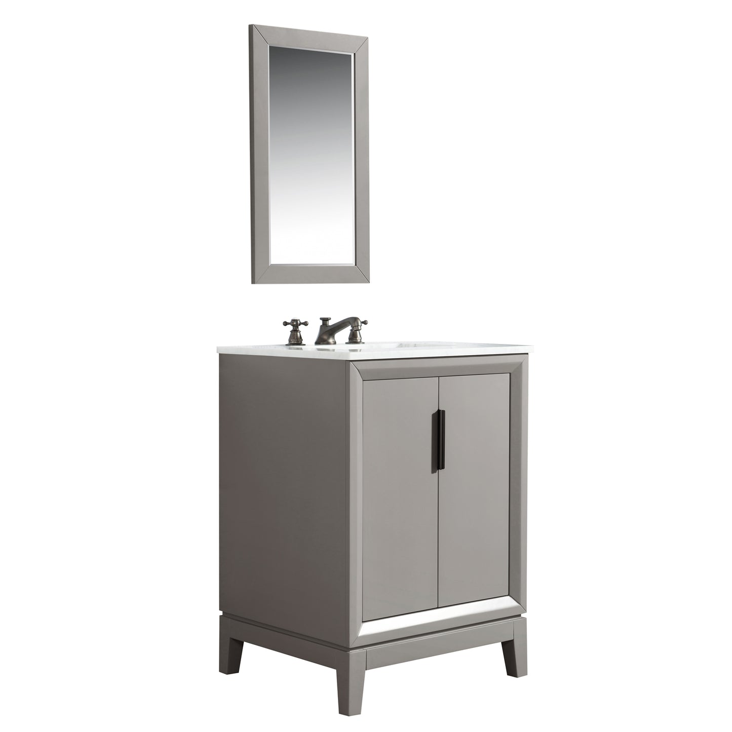 Elizabeth 24-Inch Single Sink Carrara White Marble Vanity In Cashmere Grey set