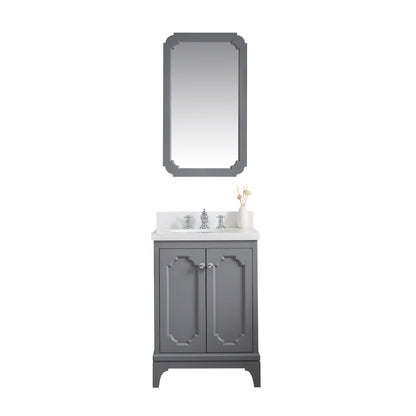 Queen 24-Inch Single Sink Quartz Carrara Vanity In Cashmere Grey set