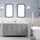 Queen 60-Inch Double Sink Quartz Carrara Vanity In Cashmere Grey set