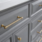 72" Palace Collection Quartz Carrara Bathroom Vanity Set in Satin Gold and Mirrors in Chrome