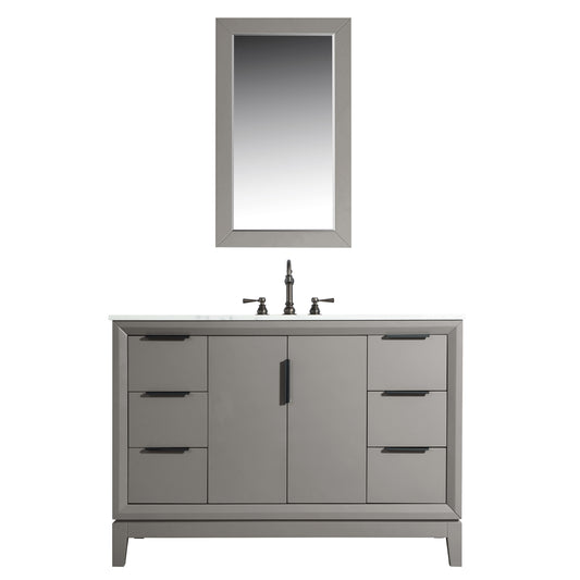 Elizabeth 48-Inch Single Sink Carrara White Marble Vanity In Cashmere Grey set