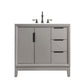 Elizabeth 36-Inch Single Sink Carrara White Marble Vanity In Cashmere Grey set