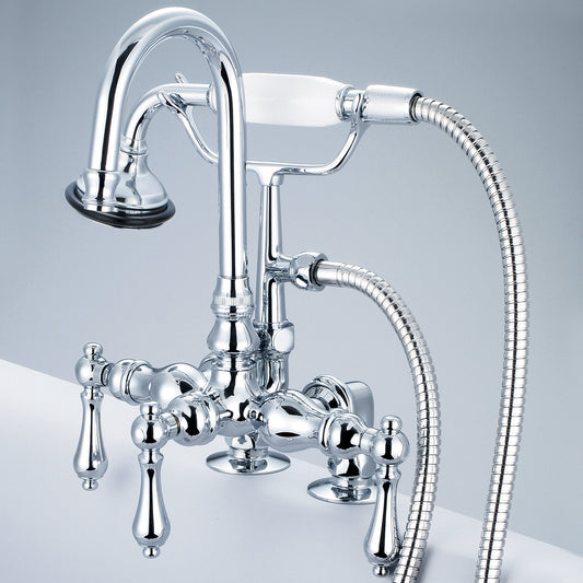 Vintage Classic Tub Faucet With Gooseneck Spout, With Lever and Cross Handles