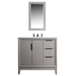 Elizabeth 36-Inch Single Sink Carrara White Marble Vanity In Cashmere Grey set