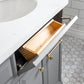 72" Palace Collection Quartz Carrara Bathroom Vanity Set in Satin Gold and Mirrors in Chrome