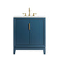 Elizabeth 30-Inch Single Sink Carrara White Marble Vanity In Monarch Blue set