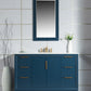 Elizabeth 48-Inch Single Sink Carrara White Marble Vanity In Monarch Blue set