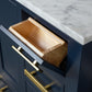 Madison 36-Inch Single Sink Carrara White Marble Vanity In Monarch Blue set