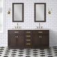 72 In. Double Sink Marble Countertop Vanity Oak with Faucets and Mirrors, Chestnut collection