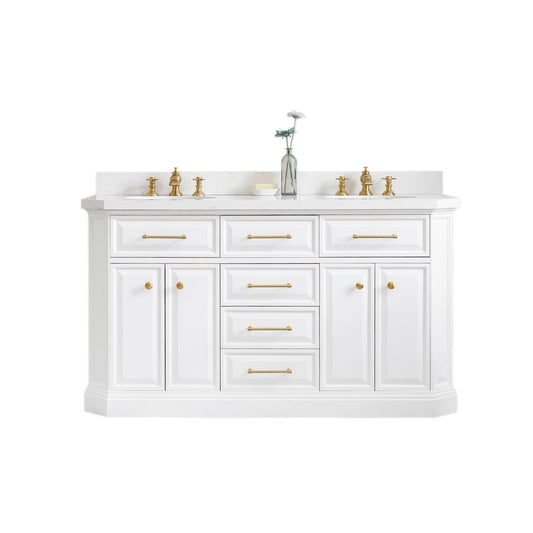 60" Palace Collection Quartz Carrara Bathroom Vanity Set
