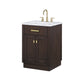 24 In. White Marble oak Vanity, Faucet and Mirror, Chestnut collection