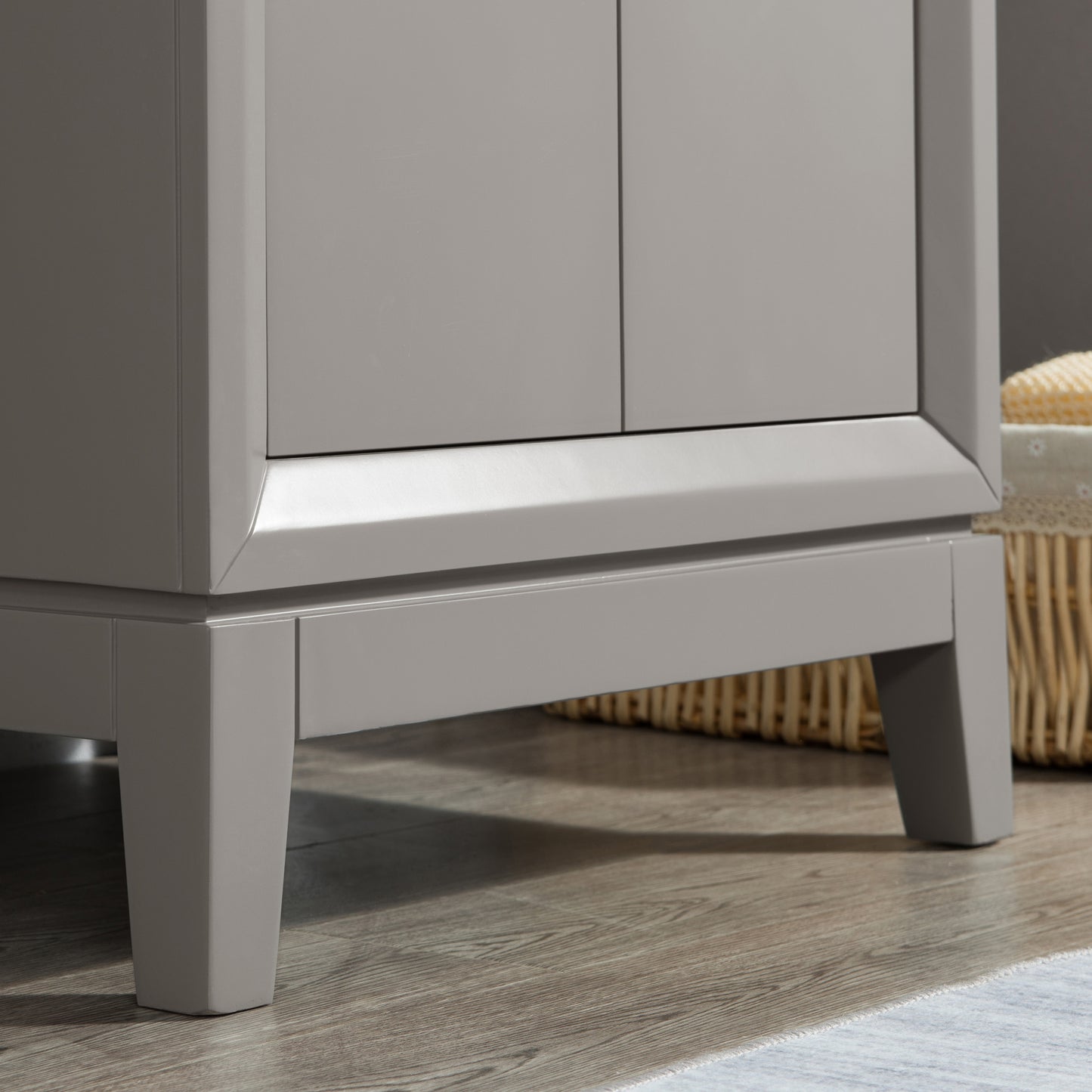 Elizabeth 24-Inch Single Sink Carrara White Marble Vanity In Cashmere Grey set