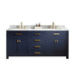Madison 72-Inch Double Sink Carrara White Marble Vanity In Monarch Blue set