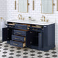 Palace 72 In. Double Sink White Quartz Countertop Vanity in Monarch Blue set