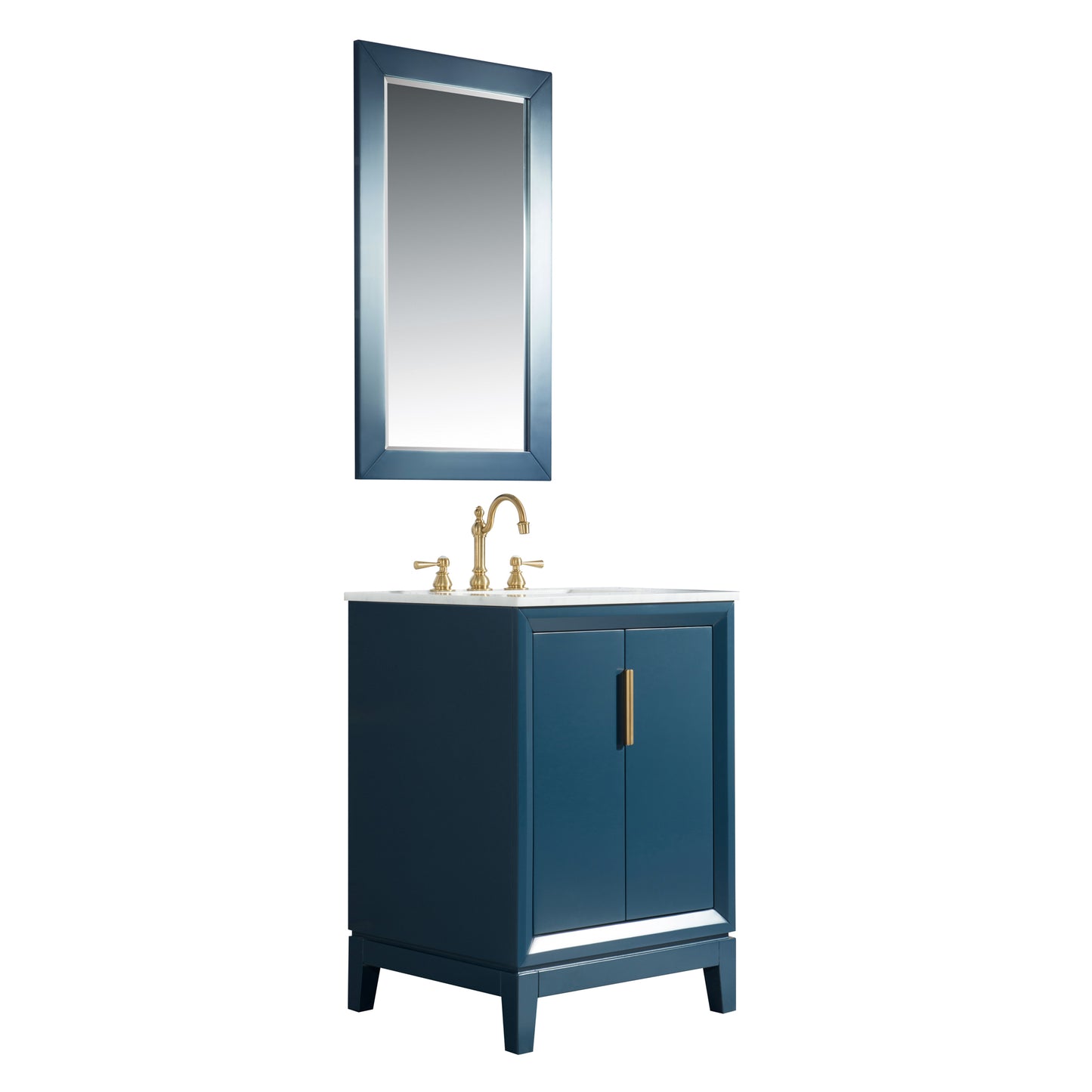 Elizabeth 24-Inch Single Sink Carrara White Marble Vanity In Monarch Blue set