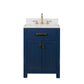 Madison 24-Inch Single Sink Carrara White Marble Vanity In Monarch Blue set