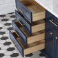 Palace 72 In. Double Sink White Quartz Countertop Vanity in Monarch Blue set