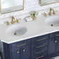 Palace 60 In. Double Sink White Quartz Countertop Vanity in Monarch Blue set