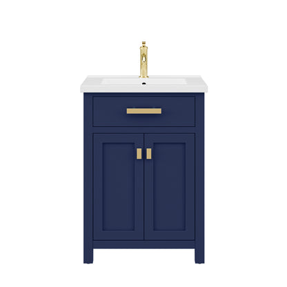 24 Inch Multi Color MDF Single Bowl Ceramics Top Vanity With Double Door From The MYRA Collection