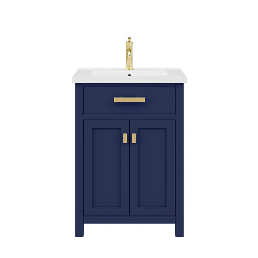 24 Inch Multi Color MDF Single Bowl Ceramics Top Vanity With Double Door From The MYRA Collection