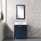 Madison 30-Inch Single Sink Carrara White Marble Vanity In Monarch Blue set