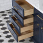 Palace 72 In. Double Sink White Quartz Countertop Vanity in Monarch Blue set