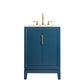 Elizabeth 24-Inch Single Sink Carrara White Marble Vanity In Monarch Blue set
