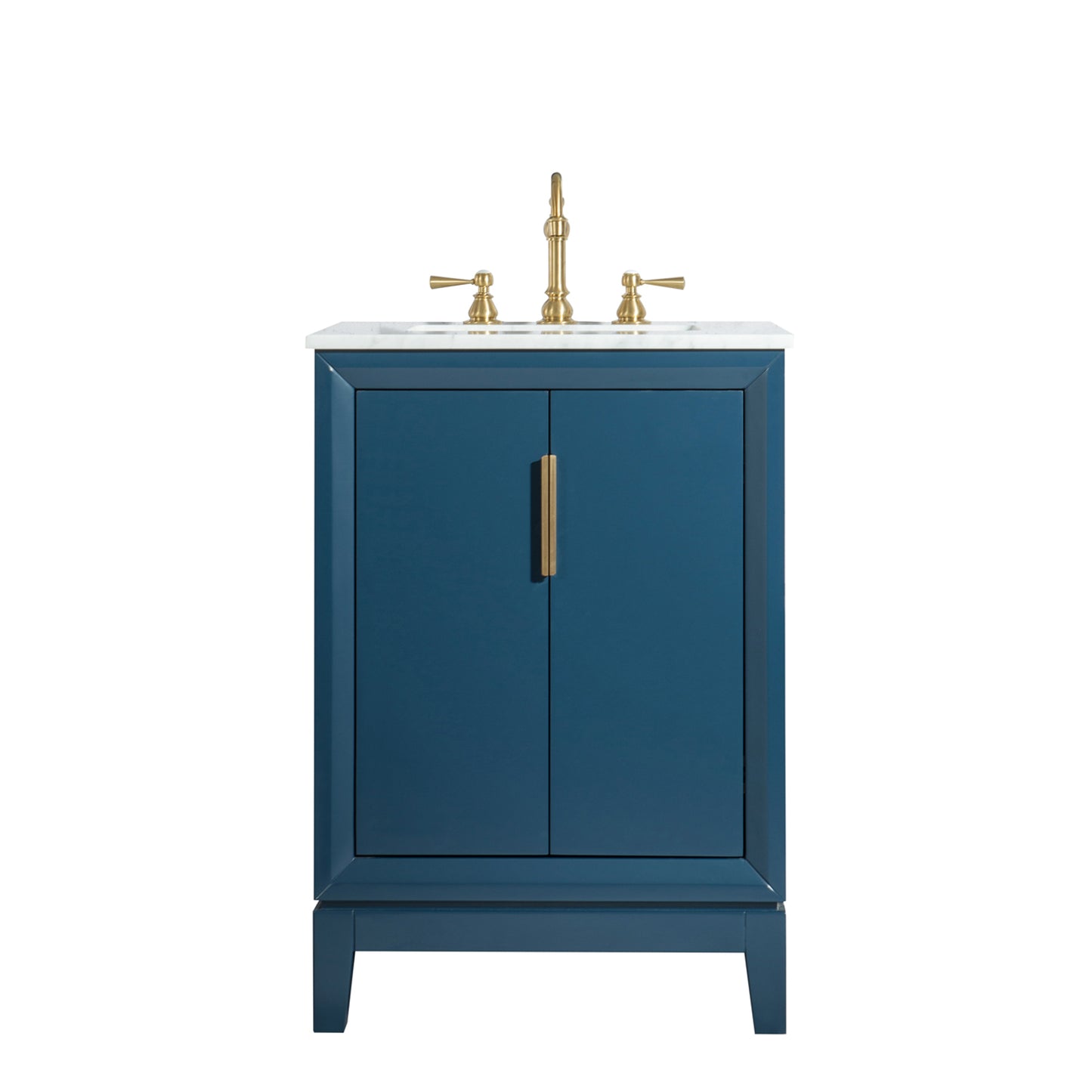 Elizabeth 24-Inch Single Sink Carrara White Marble Vanity In Monarch Blue set