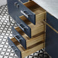 Marquis 72 In. Double Sink Carrara White Marble Countertop Vanity in Monarch Blue set