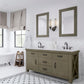 72 Inch Grizzle Grey Double Sink Bathroom Vanity sets With Carrara White Marble Counter Top From The ABERDEEN Collection