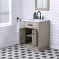 24 In. White Marble oak Vanity, Faucet and Mirror, Chestnut collection