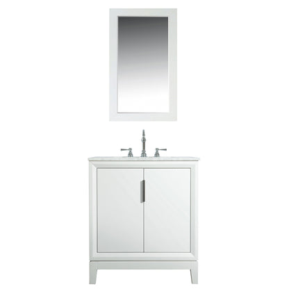 Elizabeth 30-Inch Single Sink Carrara White Marble Vanity In Pure White set