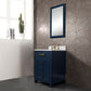 Madison 24-Inch Single Sink Carrara White Marble Vanity In Monarch Blue set