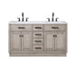 60 In. Double Sink Marble Countertop Vanity, Oak with Faucets and Mirrors, Chestnut  collection