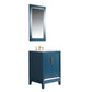 Elizabeth 24-Inch Single Sink Carrara White Marble Vanity In Monarch Blue set