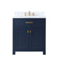 Madison 30-Inch Single Sink Carrara White Marble Vanity In Monarch Blue set