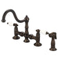 Bridge Style Kitchen Faucet with Side Spray.