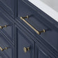 Palace 60 In. Double Sink White Quartz Countertop Vanity in Monarch Blue set
