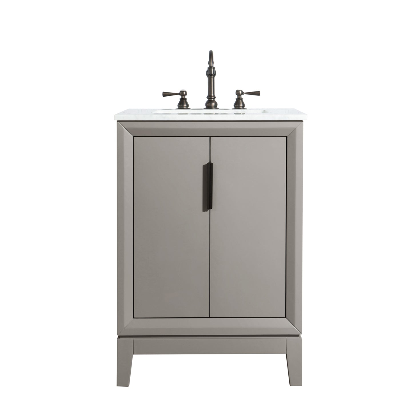Elizabeth 24-Inch Single Sink Carrara White Marble Vanity In Cashmere Grey set
