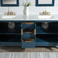 Elizabeth 72-Inch Double Sink Carrara White Marble Vanity In Monarch Blue set
