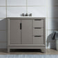 Elizabeth 36-Inch Single Sink Carrara White Marble Vanity In Cashmere Grey set